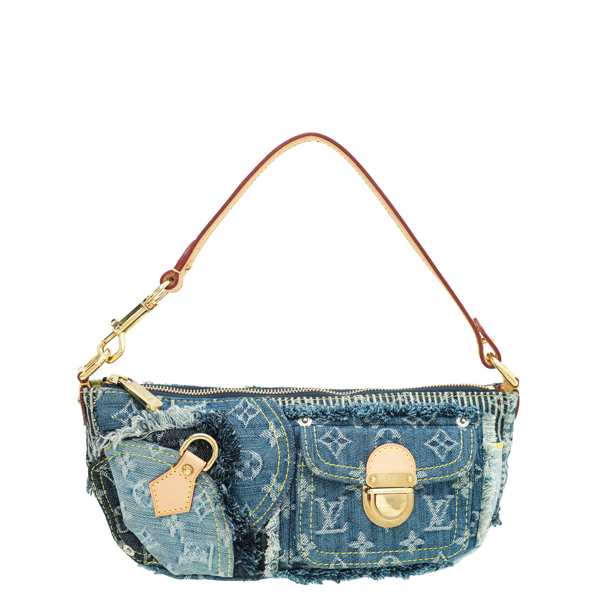 Louis Vuitton Blue Monogram Denim Patchwork Pouchy Bag-Louis Vuitton-THE CLOSET