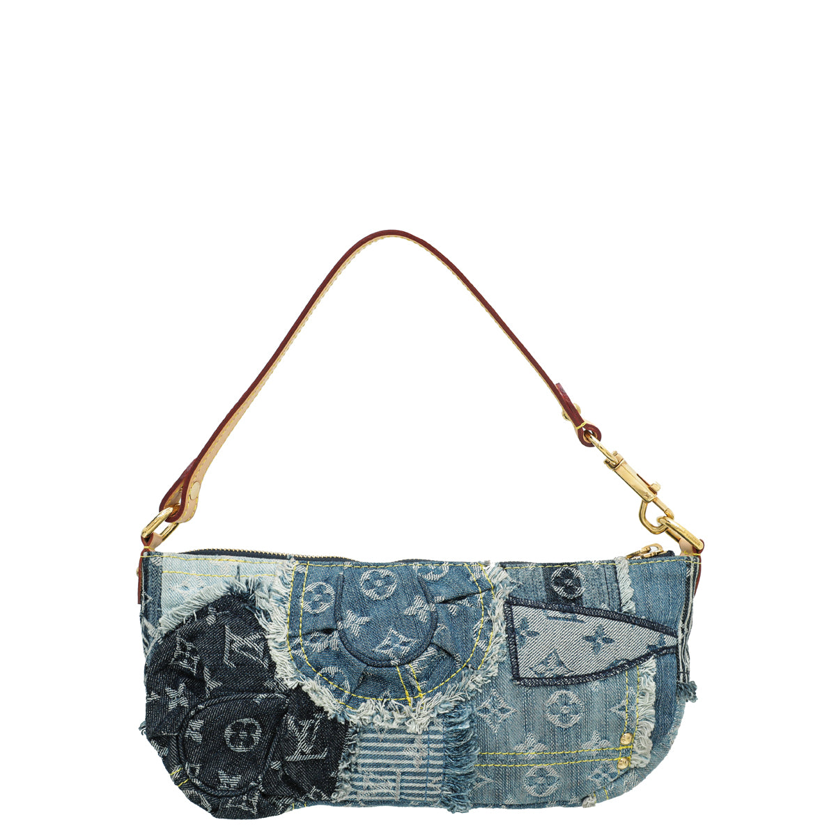 Louis Vuitton Blue Monogram Denim Patchwork Pouchy Bag-Louis Vuitton-THE CLOSET
