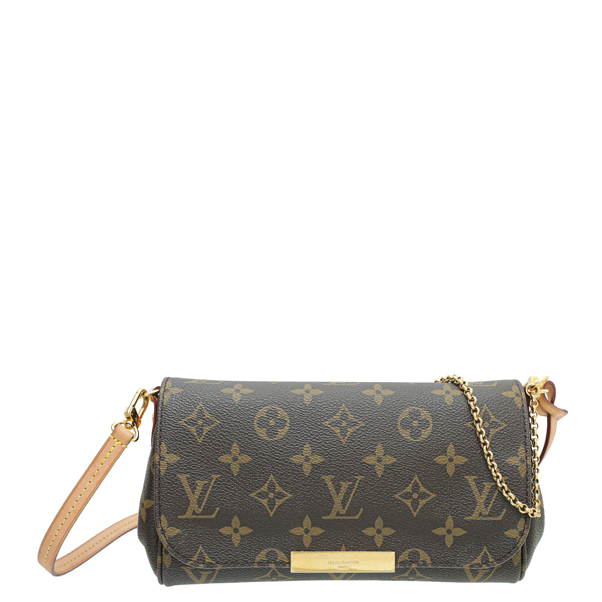 Louis Vuitton Brown Monogram Favorite PM Bag W/ Chain and Leather Strap