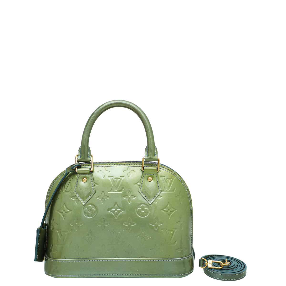 Louis Vuitton Metallic Green Monogram Vernis Alma BB Bag Louis