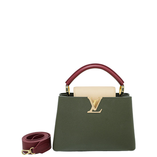 Louis Vuitton Khaki Green Taurillon Leather and Python Capucines