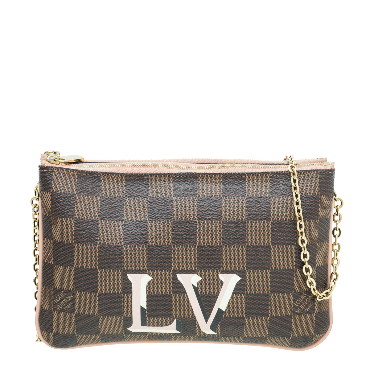 Louis Vuitton Rose Ballerine Ebene Double Zip Pochette Bag-Louis Vuitton-THE CLOSET