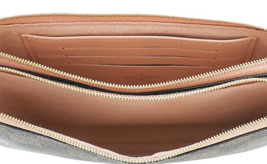 Louis Vuitton Rose Ballerine Ebene Double Zip Pochette Bag