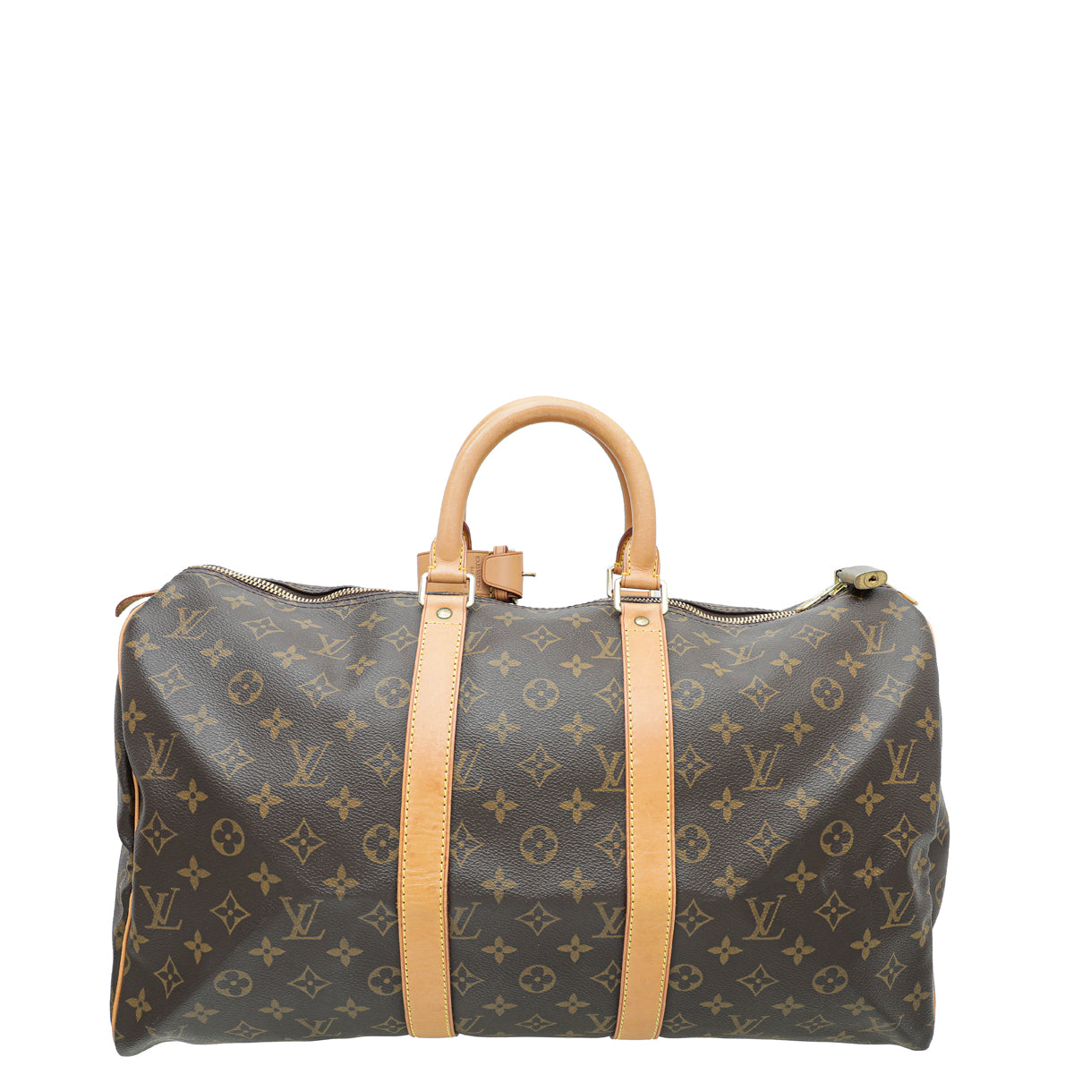 Louis Vuitton Brown Monogram Keepall 45 Bag w/Leather ID Tag-Louis Vuitton-THE CLOSET
