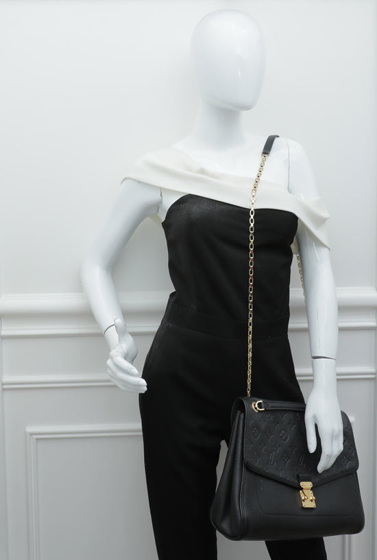LOUIS VUITTON Blanche MM Empreinte Leather Shoulder Bag Black