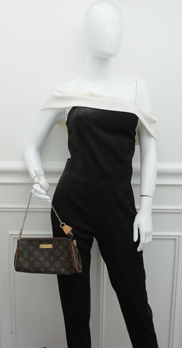 Louis Vuitton Womens Monogram Coated Canvas E2302094 LV Eva Clutch Handbag Brown