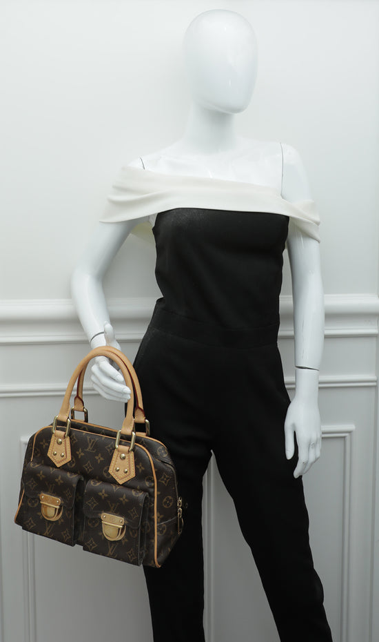 Louis Vuitton Monogram Manhattan PM Top Handle Bag Brown