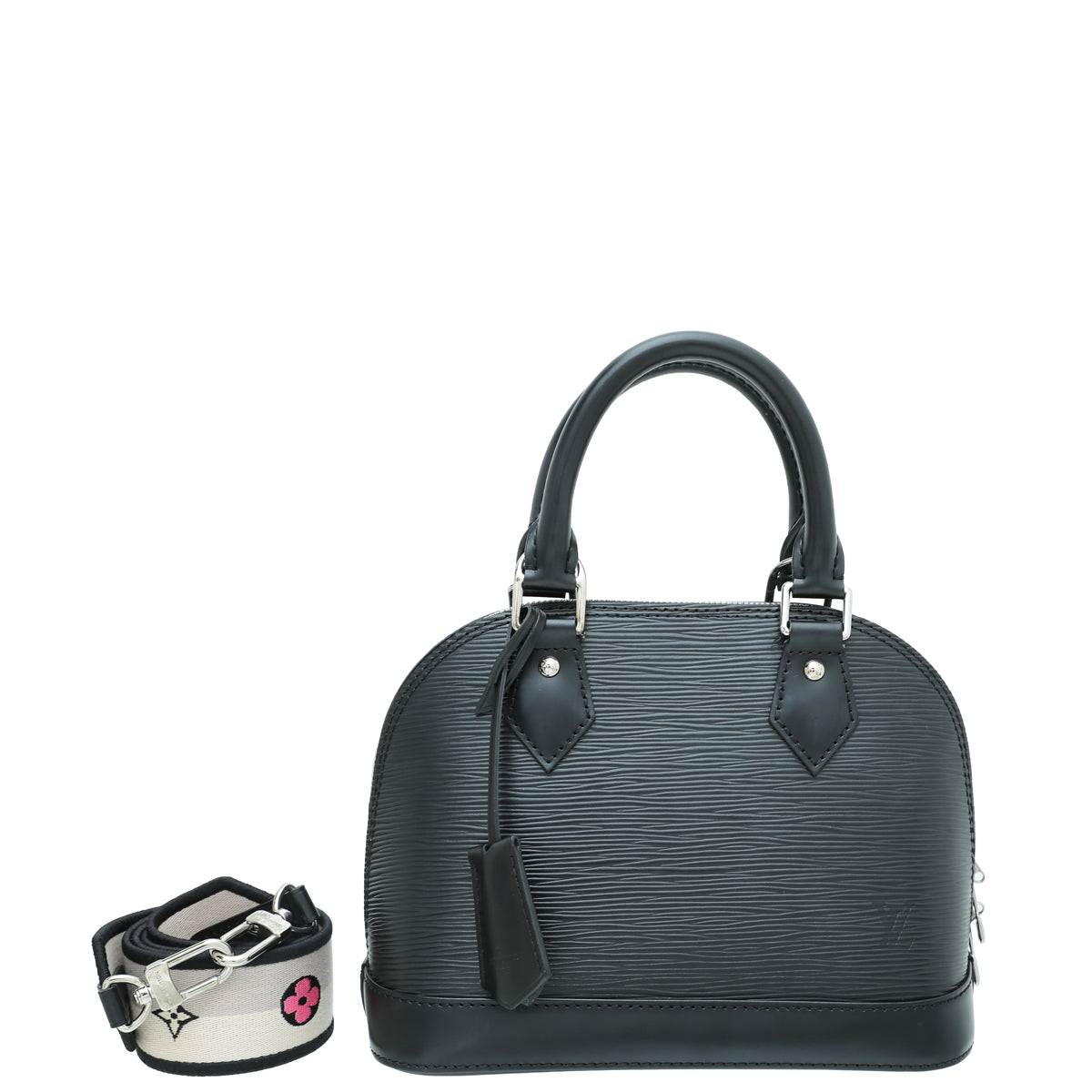 Louis Vuitton Noir Alma BB Bag W/ Multicoloured Jacquard Strap-Louis Vuitton-THE CLOSET