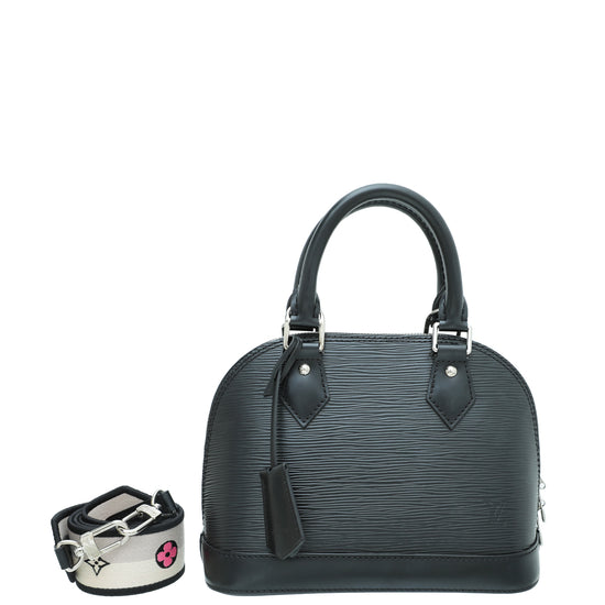 Louis Vuitton Noir Alma BB Bag W/ Multicoloured Jacquard Strap