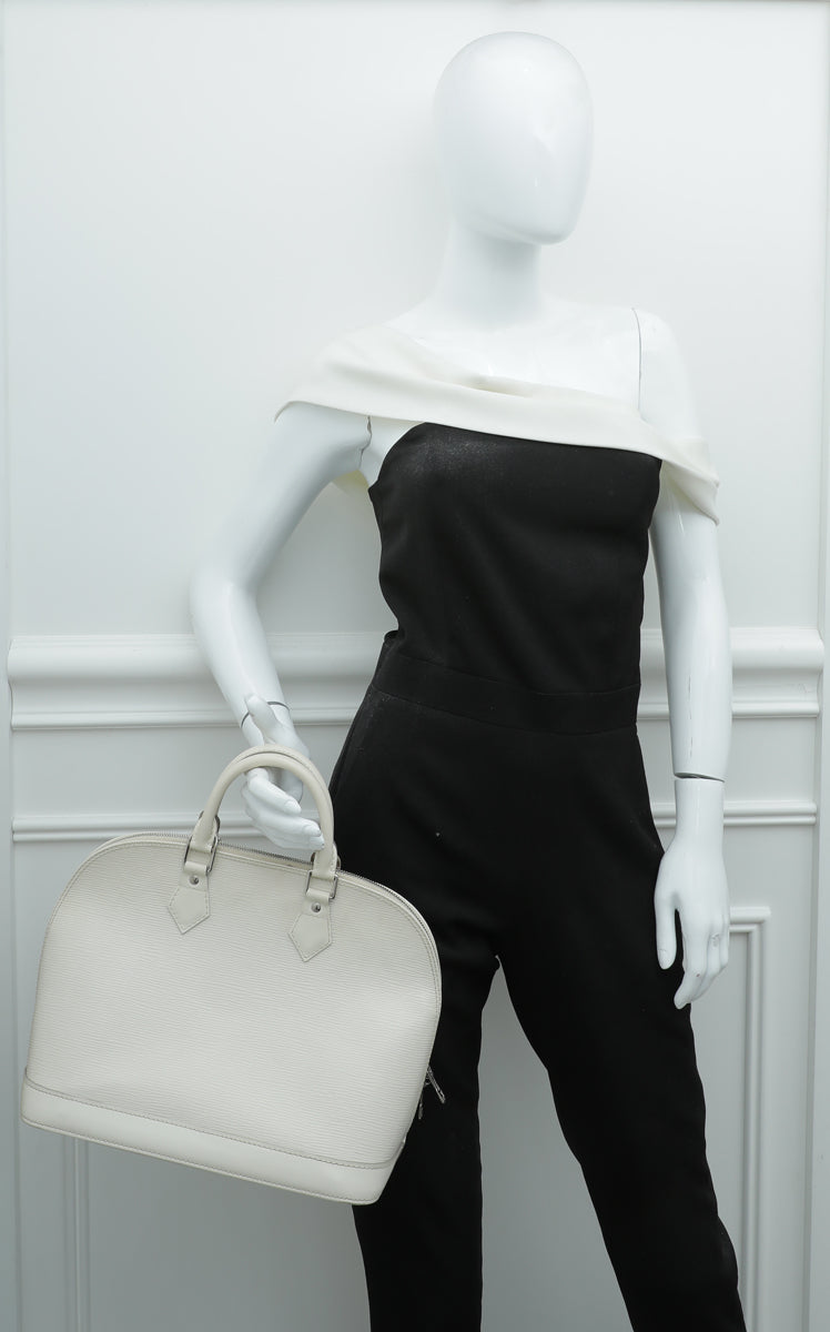 Louis Vuitton White and Ivory Epi Leather Alma Pm Handbag at
