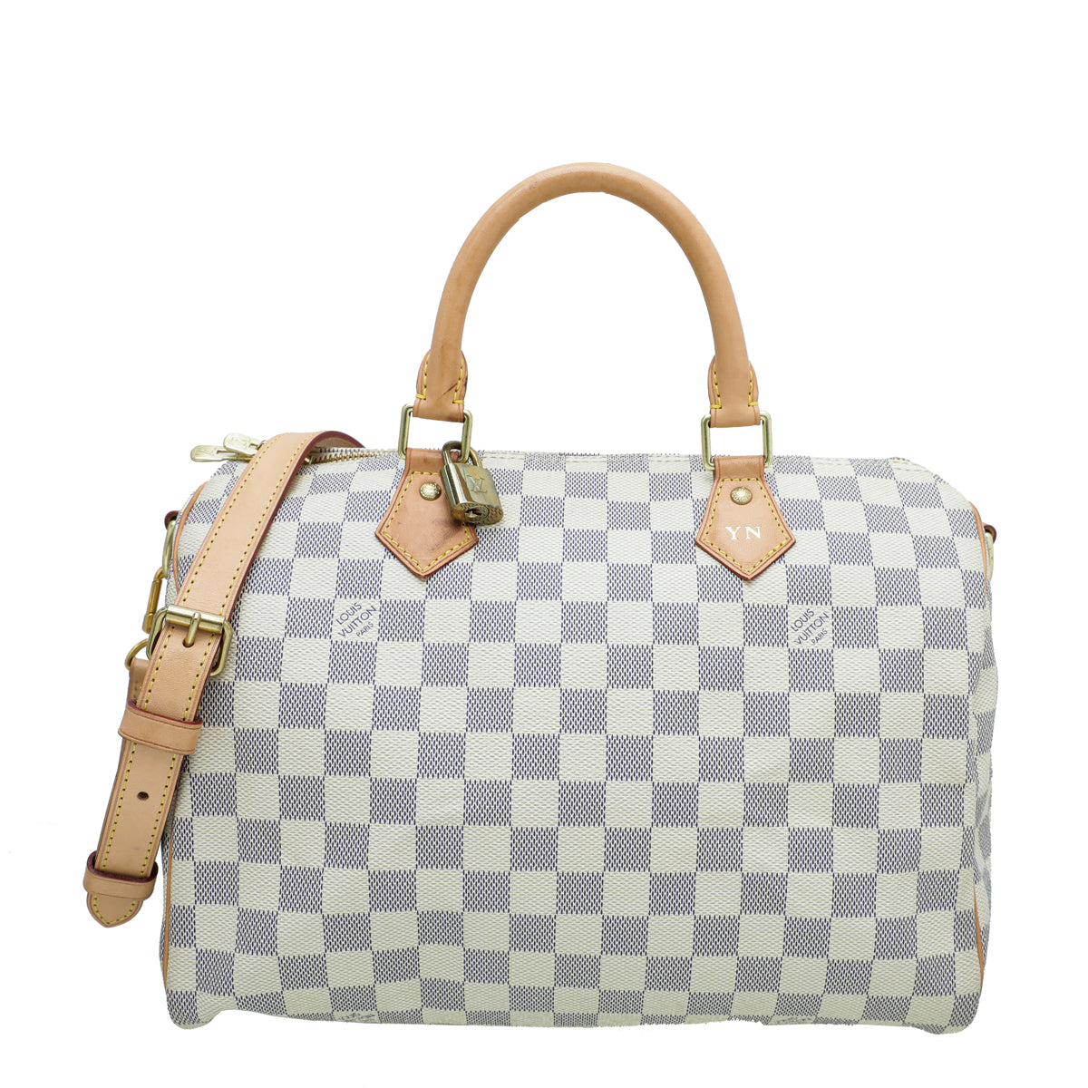 Louis Vuitton Azur Speedy 30 Bandouliere Bag W/ YN Initials-Louis Vuitton-THE CLOSET
