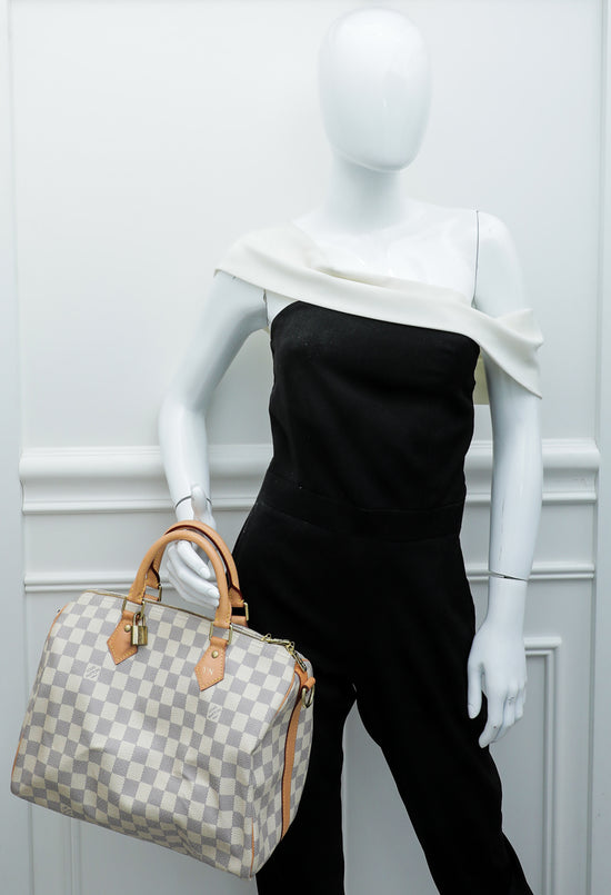 Louis Vuitton Azur Speedy 30 Bandouliere Bag W/ YN Initials – The