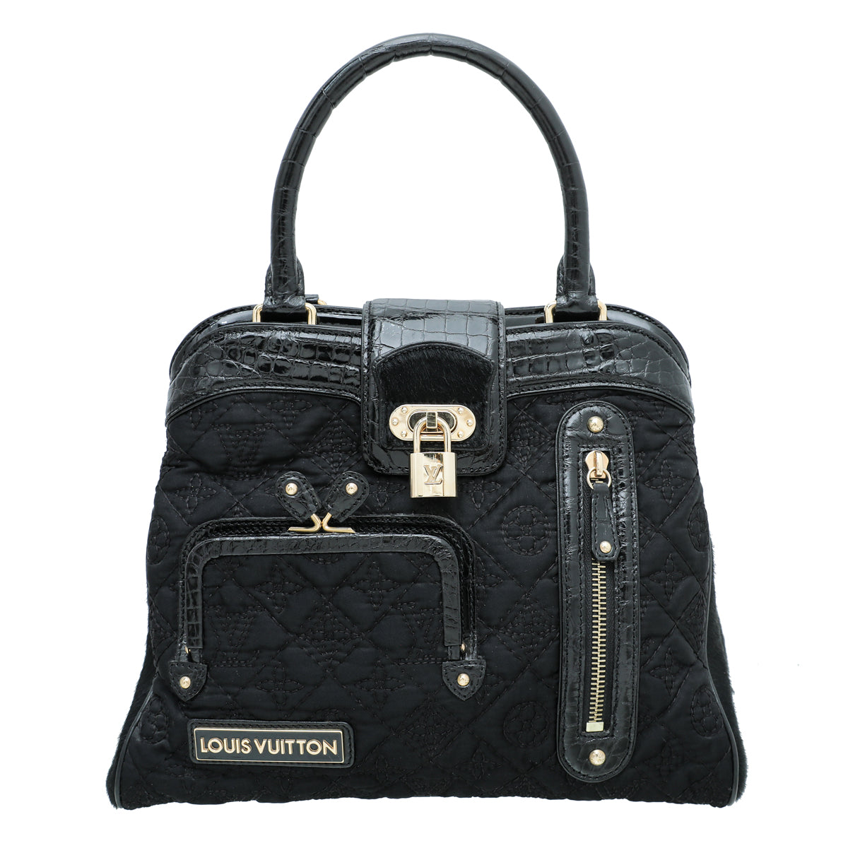 Louis Vuitton Black Satin Pony Alligator Linda Bag-Louis Vuitton-THE CLOSET