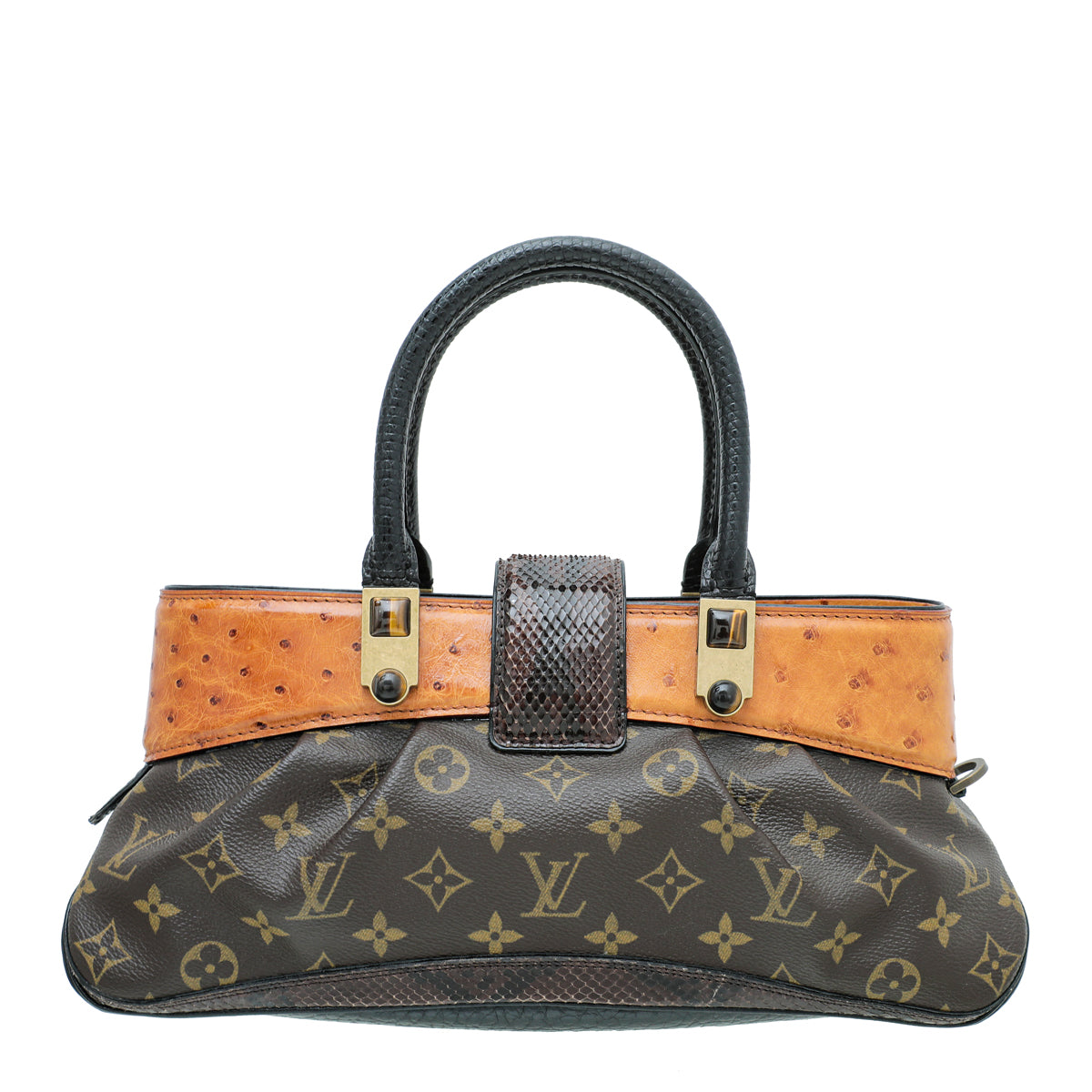 Louis Vuitton Bicolor Monogram Ostrich Lizard Oskar Waltz Bag-Louis Vuitton-THE CLOSET