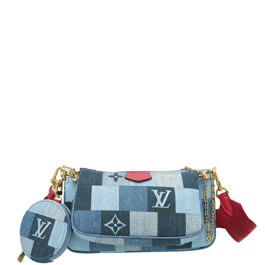 Louis Vuitton Multi Pochette Accessoires Patchwork Denim Blue Red