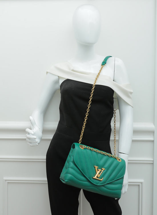 Louis+Vuitton+New+Wave+Chain+Shoulder+Bag+Green+Leather+Magentic+closure  for sale online