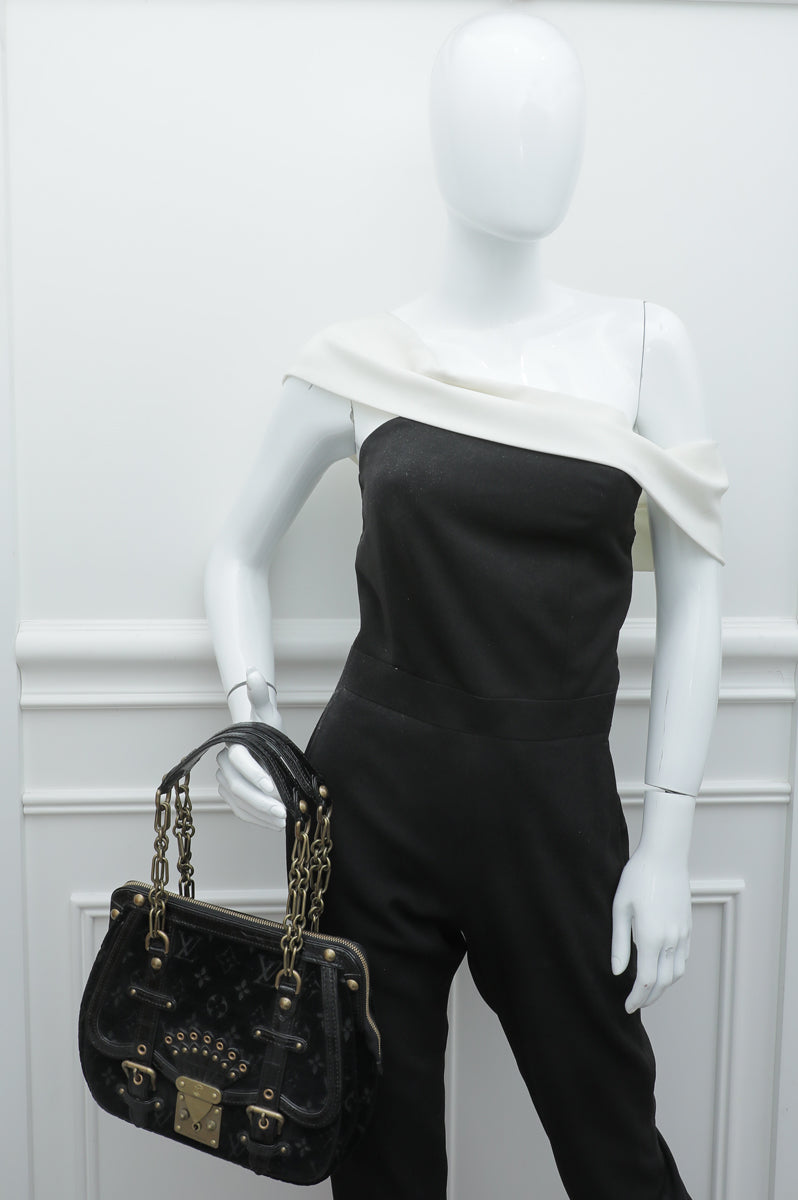 Louis Vuitton Black Vintage Monogram Velours Alligator Gracie MM Bag-Louis Vuitton-THE CLOSET