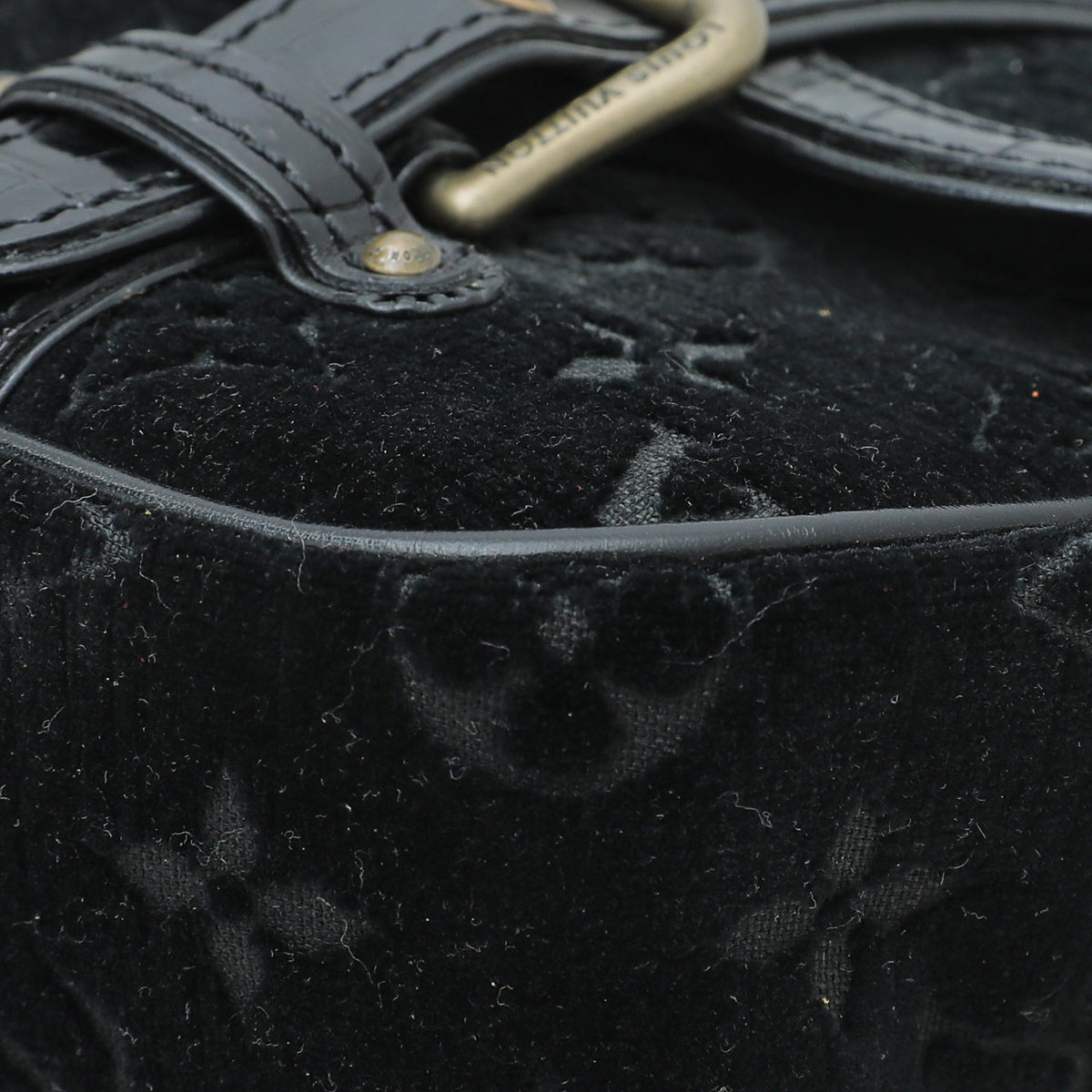 Louis Vuitton Black Vintage Monogram Velours Alligator Gracie MM Bag-Louis Vuitton-THE CLOSET