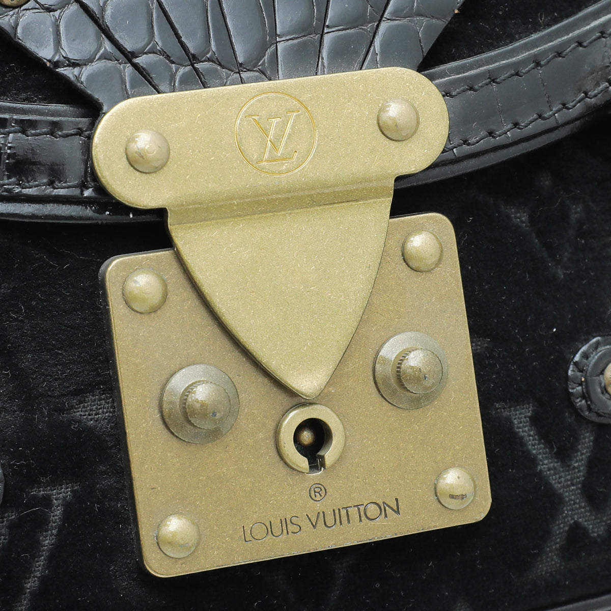 Louis Vuitton Black Vintage Monogram Velours Alligator Gracie MM Bag-Louis Vuitton-THE CLOSET