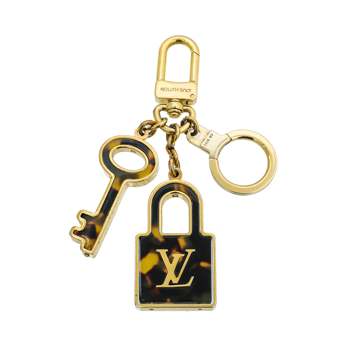 Louis Vuitton Burgundy / Gold Key and Lock Keyholder / Bag Charm