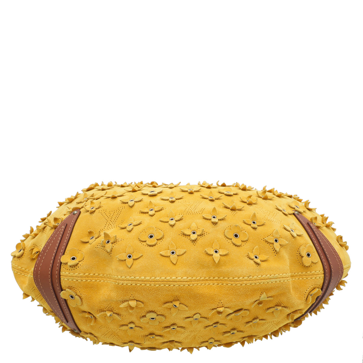 Louis Vuitton Maize Yellow Suede Mahina Fleurs Onatah GM Bag – The