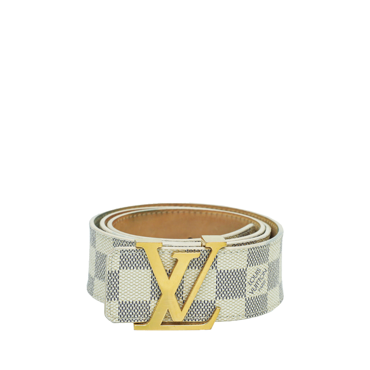 Louis Vuitton Damier Azur Initials LV Logo Belt Size 85/34
