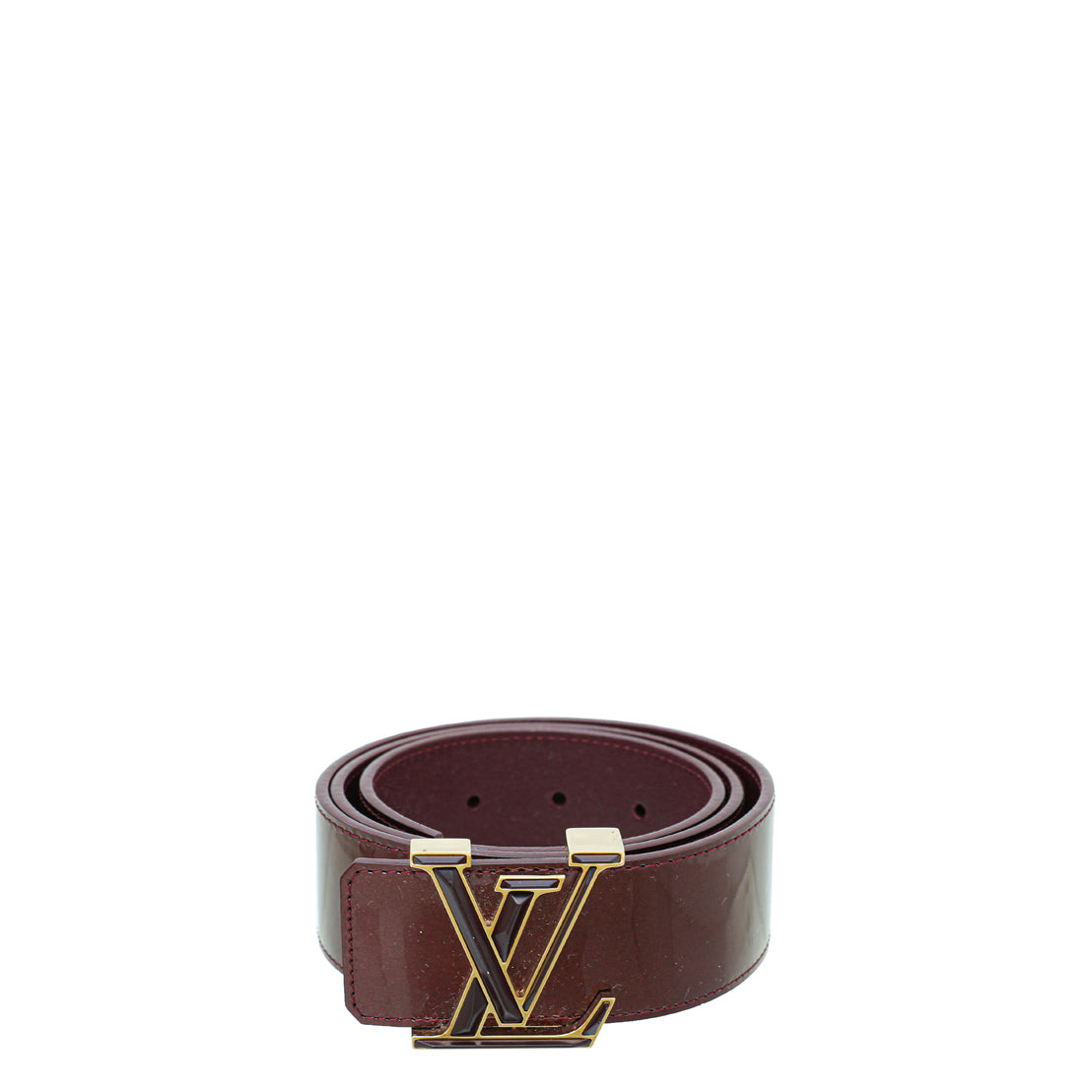 Louis Vuitton Rouge Fauvista Initials Buckle Vernis Belt 32-Louis Vuitton-THE CLOSET