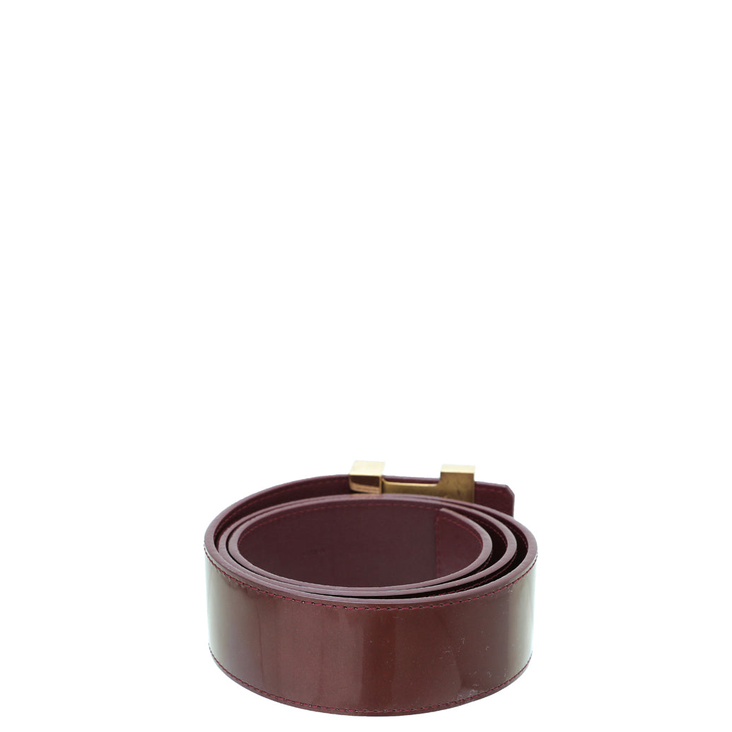 Louis Vuitton Rouge Fauvista Initials Buckle Vernis Belt 32-Louis Vuitton-THE CLOSET
