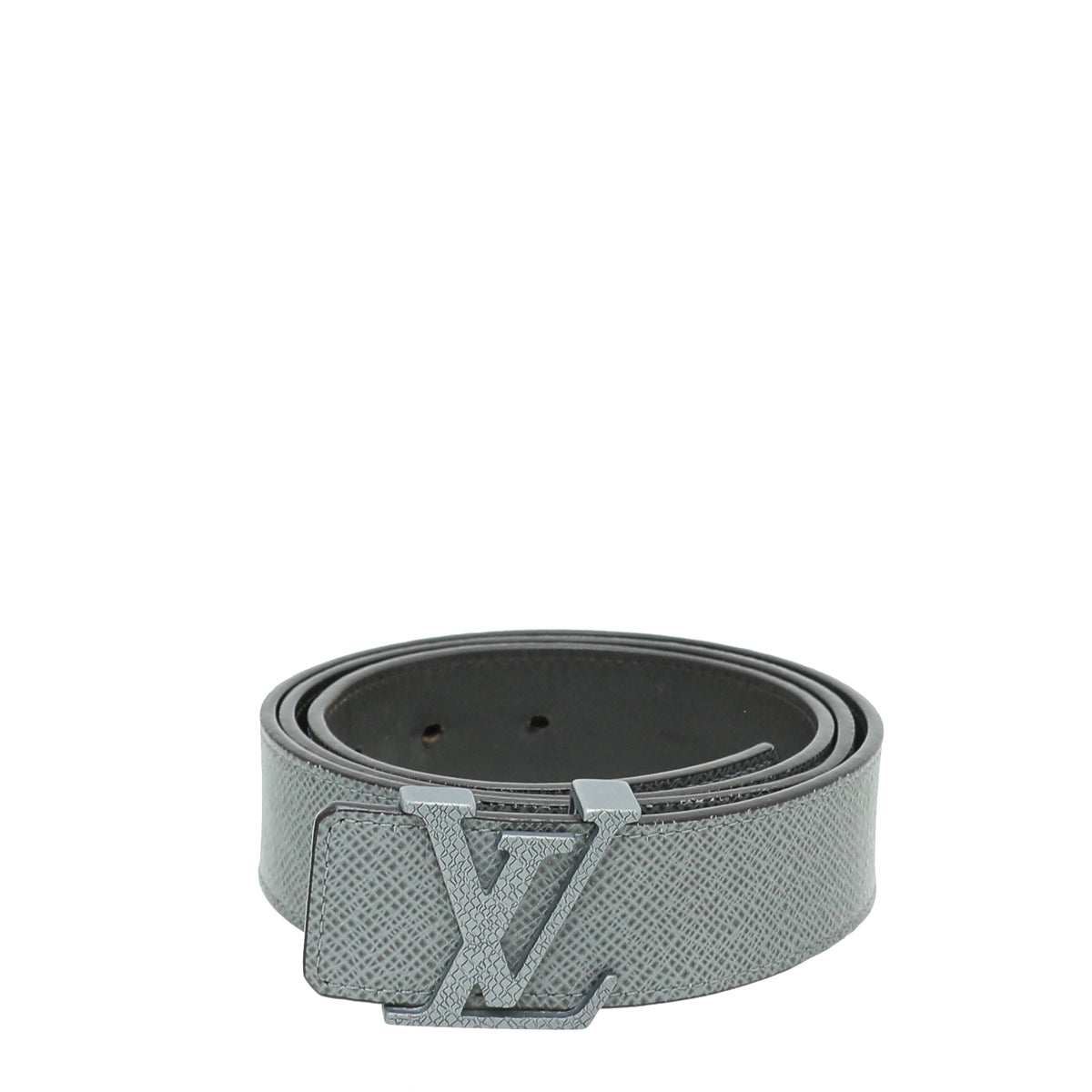 Louis Vuitton Grey Initial Taiga Reversible Belt 38-Louis Vuitton-THE CLOSET