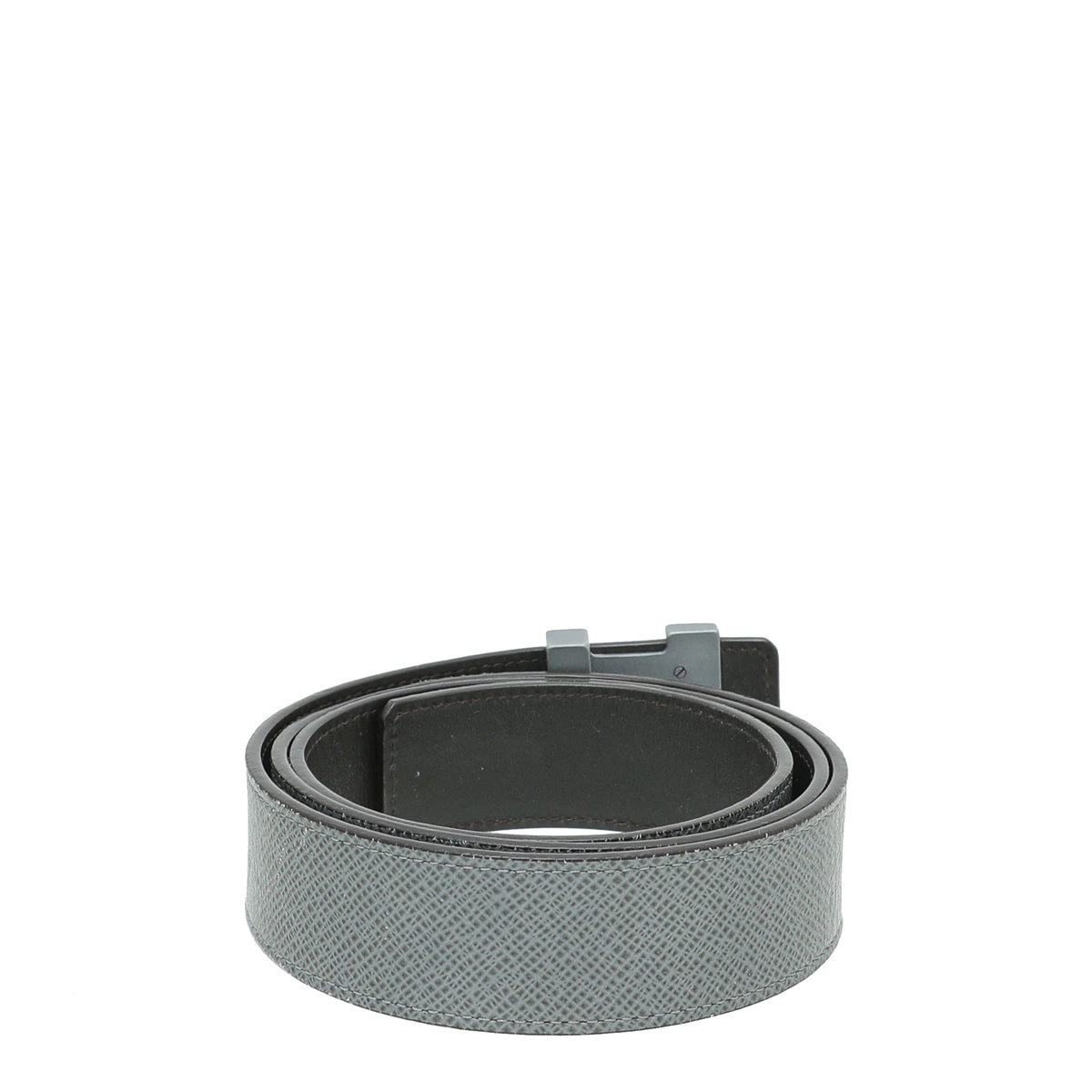 Louis Vuitton Grey Initial Taiga Reversible Belt 38-Louis Vuitton-THE CLOSET