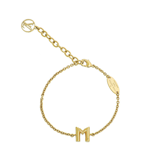Louis Vuitton Gold Tone LV & Me Letter M Bracelet