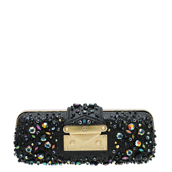 Louis Vuitton Black Minaudiere Tresor Python Clutch