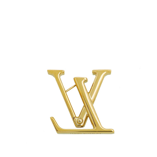 Louis Vuitton Gold Tone Macro LV Earrings