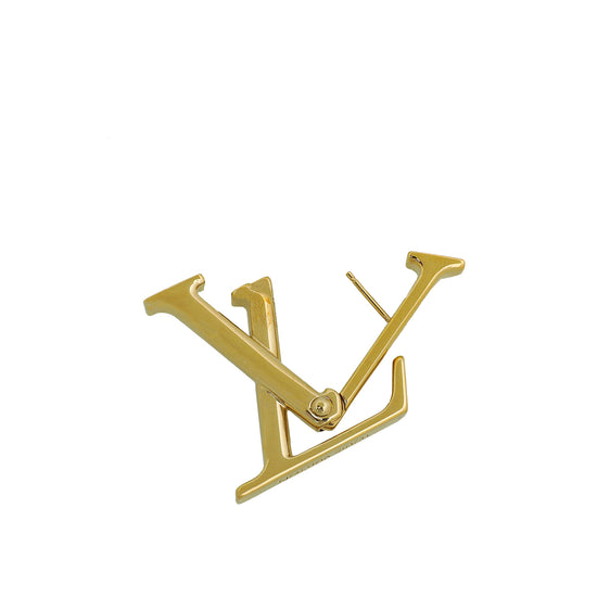 Louis Vuitton Gold Tone Macro LV Earrings