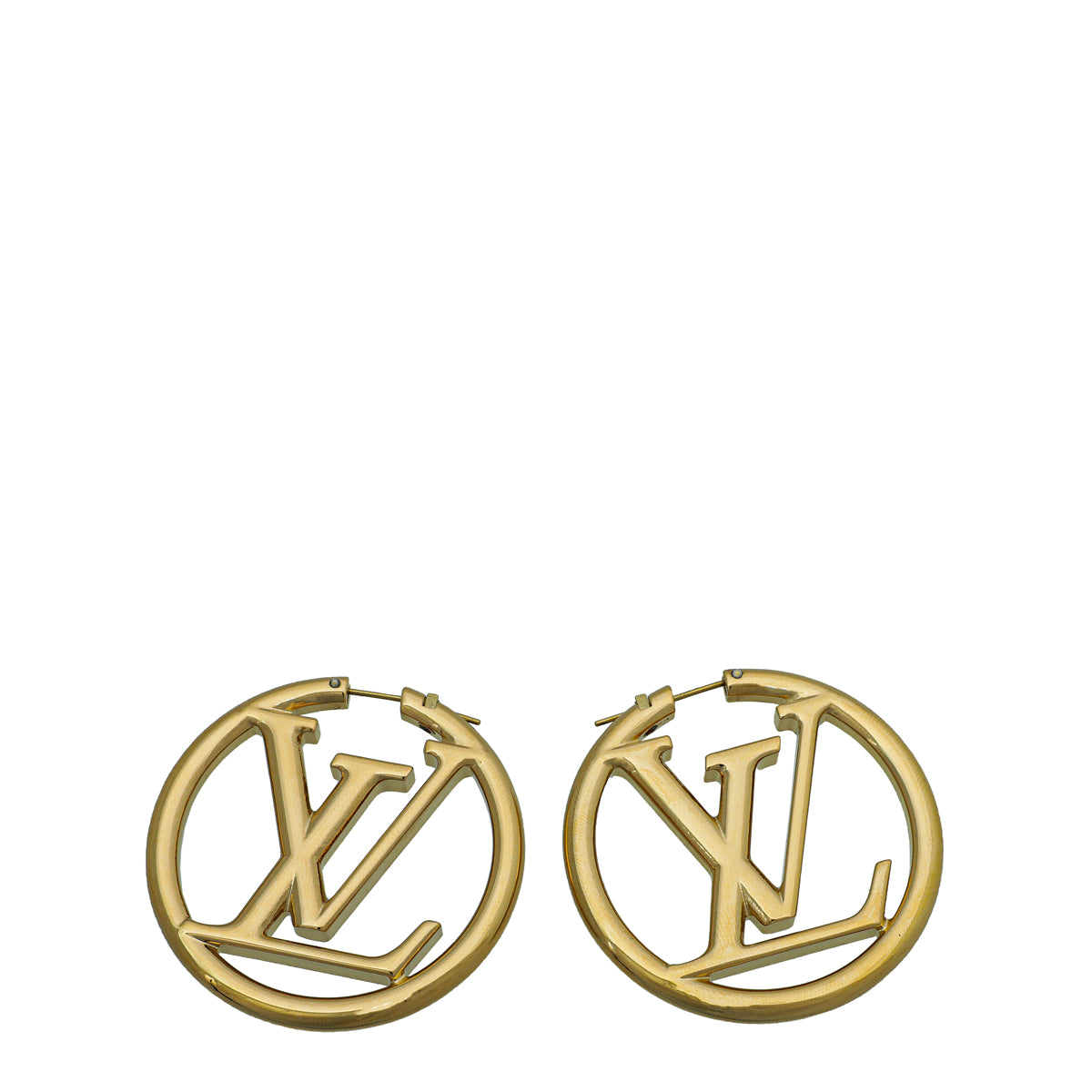 Louis Vuitton Gold Louise Hoop GM Earrings-Louis Vuitton-THE CLOSET