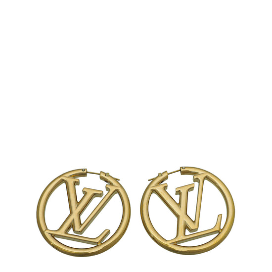 Load image into Gallery viewer, Louis Vuitton Gold Louise Hoop GM Earrings
