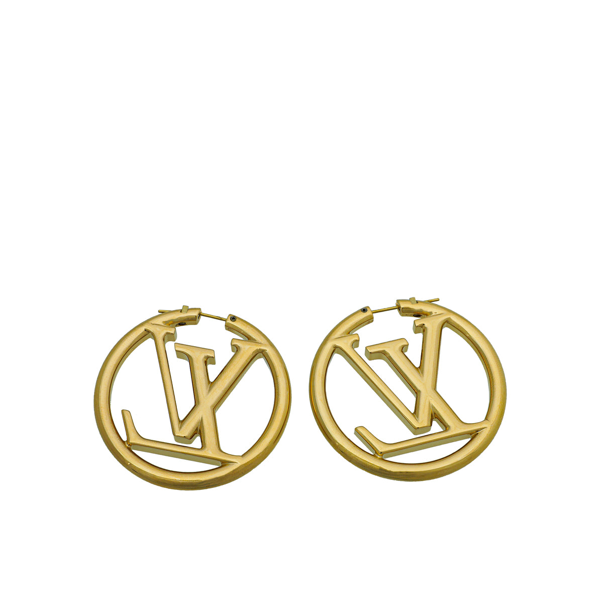 Louis Vuitton Gold Louise Hoop GM Earrings-Louis Vuitton-THE CLOSET