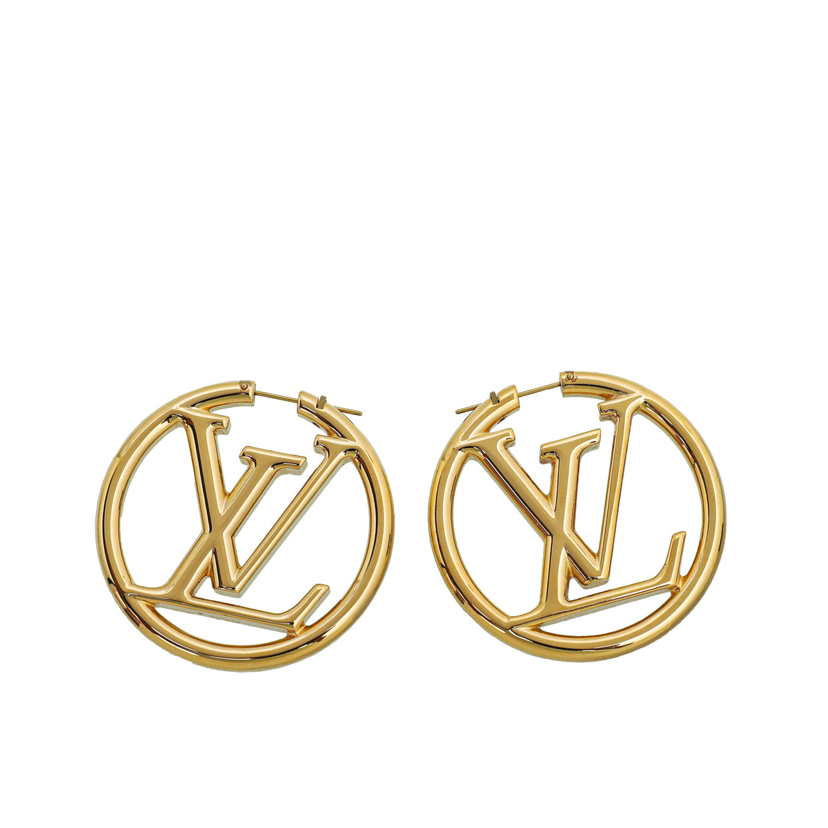 Louis Vuitton Gold Louise Hoop GM Earrings-Louis Vuitton-THE CLOSET