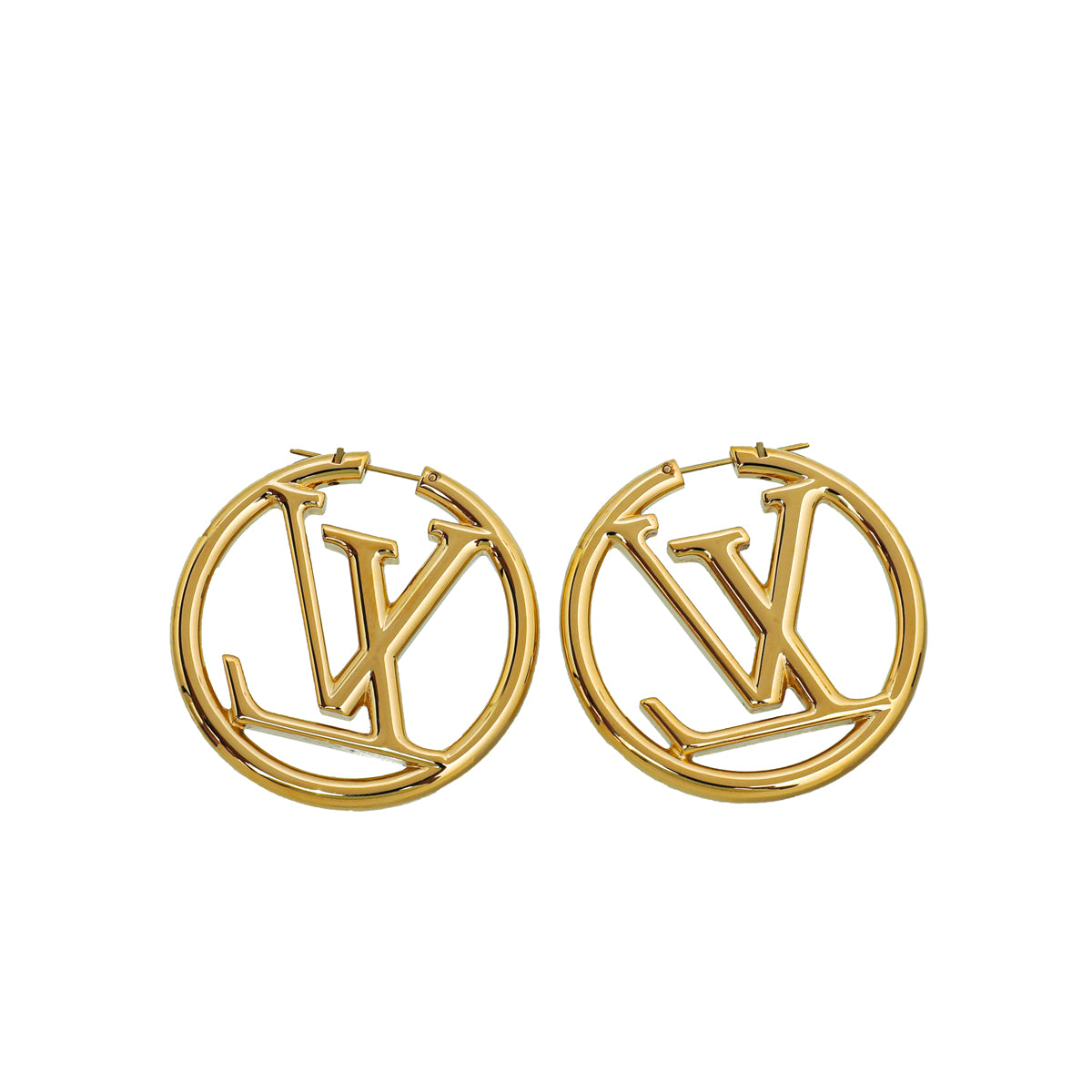 Louis Vuitton Gold Louise Hoop GM Earrings-Louis Vuitton-THE CLOSET