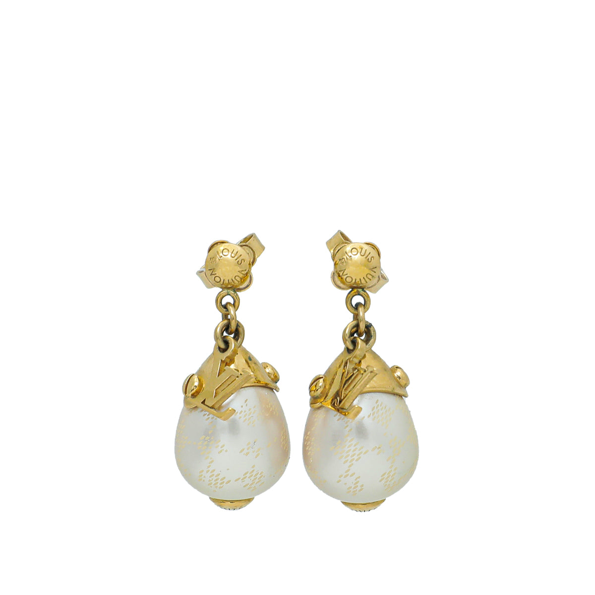 Louis Vuitton Faux Pearl Drop Earrings