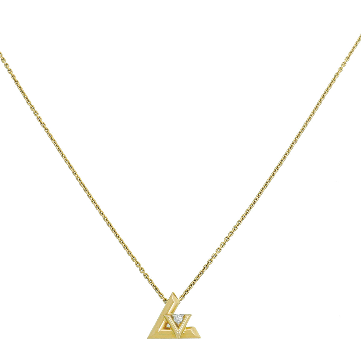 Louis Vuitton 18K Yellow Gold Diamond Volt One Small Pendant Necklace-Louis Vuitton-THE CLOSET