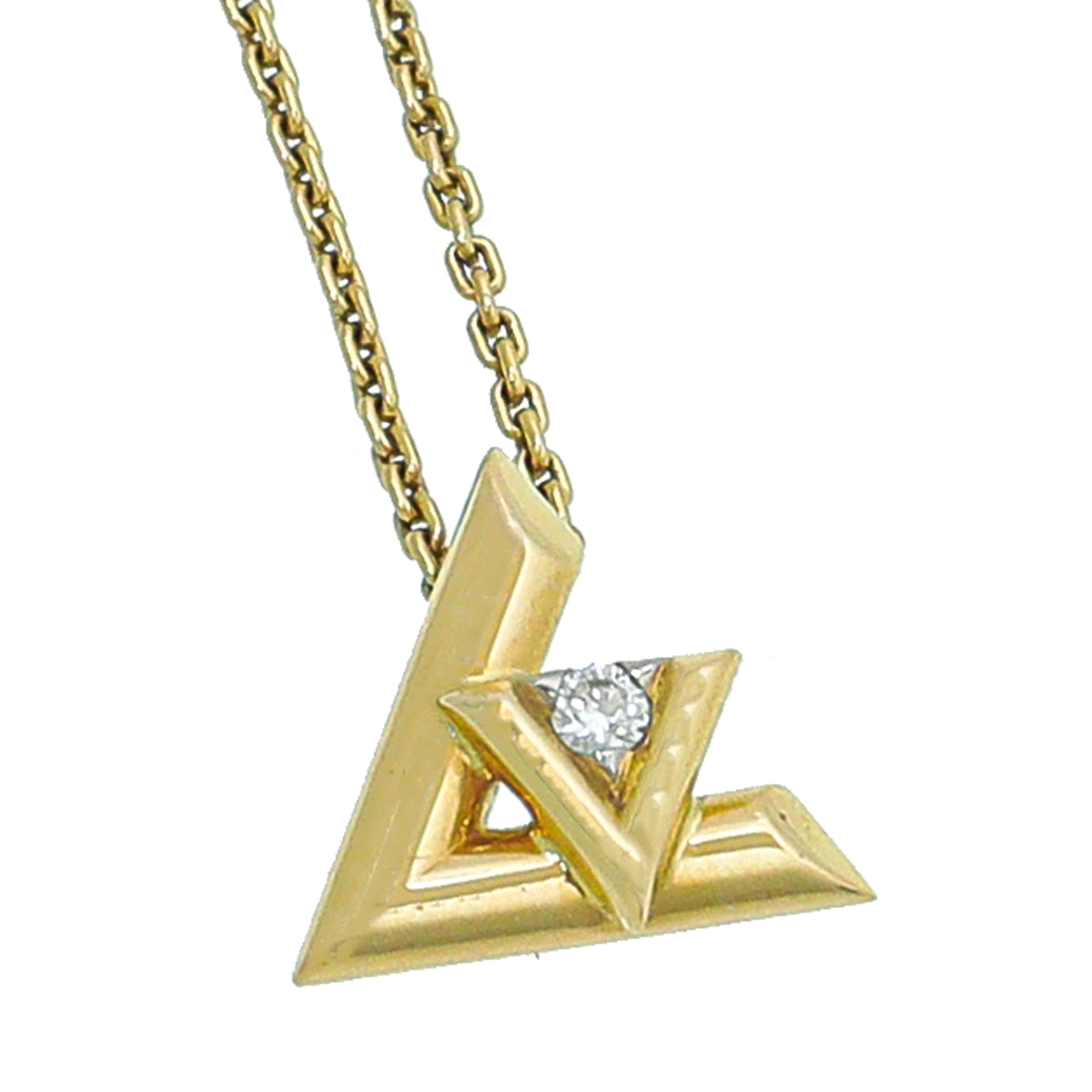 Louis Vuitton 18K Diamond LV Volt One Small Pendant Necklace