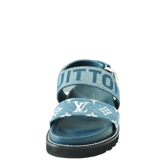 Louis Vuitton Navy Blue Epi Leather Flat Sandals Size 44 Louis Vuitton