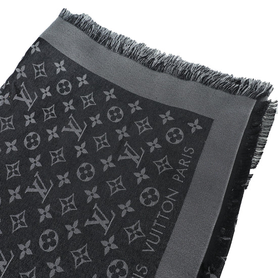 LOUIS VUITTON Black Shine Monogram Shawl Scarf/Wrap for Sale in