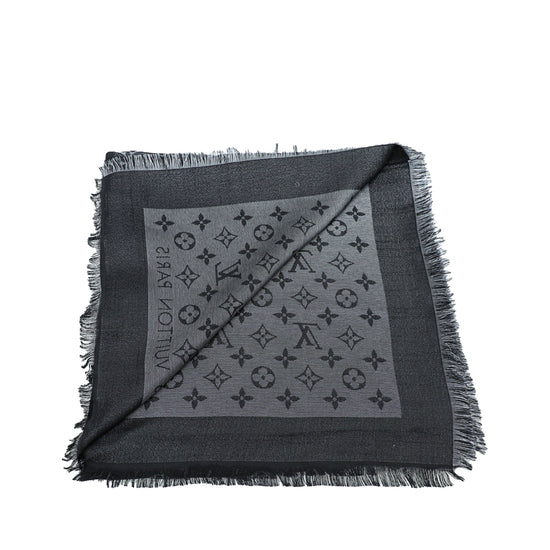 Louis Vuitton Black Monogram Shine Shawl Scarf - Yoogi's Closet