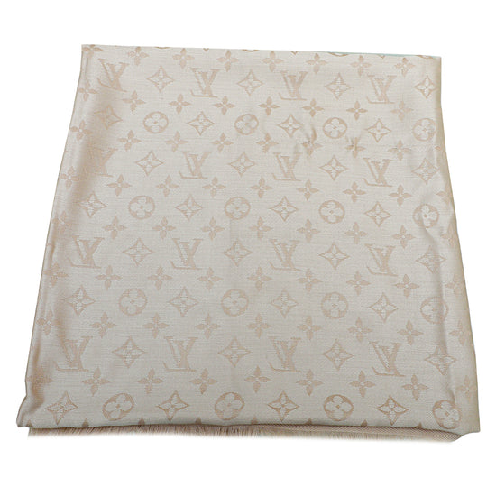 Louis Vuitton Monogram Classic Shawl Ecru Silk