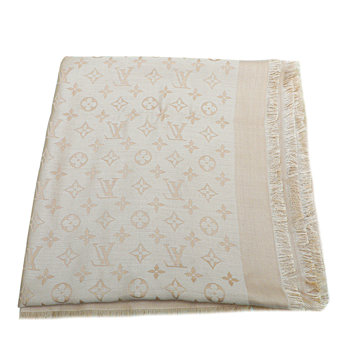 Louis Vuitton Ecru Monogram Silk & Wool Classique Shawl Louis