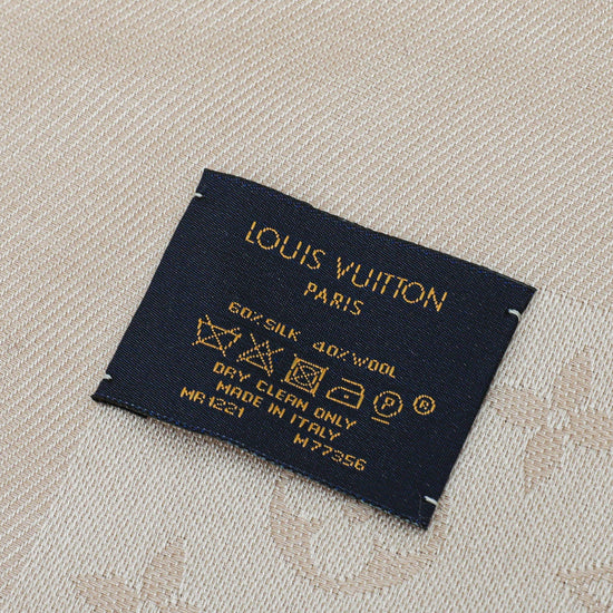 Louis Vuitton Ecru Monogram Silk & Wool Classique Shawl Louis Vuitton