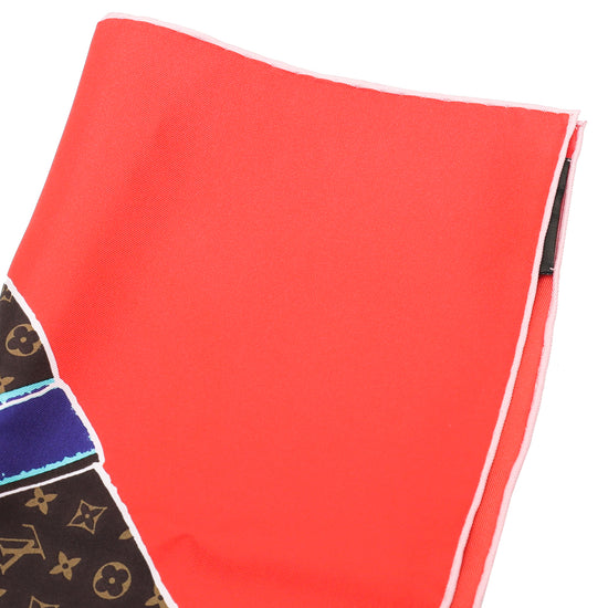 Louis Vuitton Red Monogram Keepall Silk Square Scarf