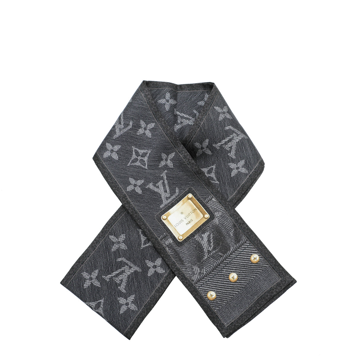 Louis Vuitton Dard Grey New Denim Bandeau Scarf-Louis Vuitton-THE CLOSET